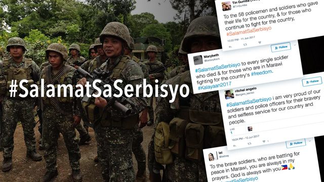 #SalamatSaSerbisyo: Netizens show support for Marawi soldiers, cops
