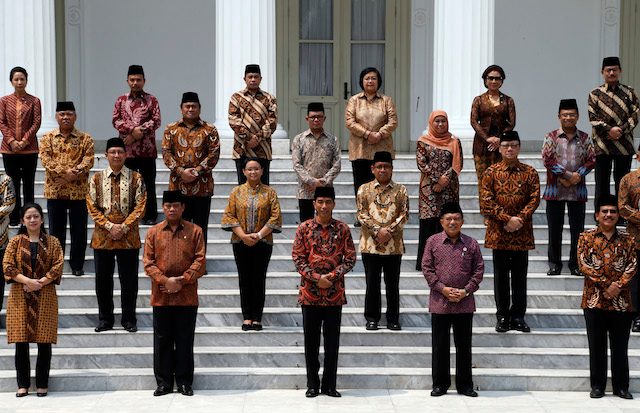 Jajaran Menteri di Kabinet Presiden Joko "Jokowi" Widodo. Foto oleh Mast Irham/EPA 