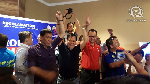 Duterte, Cayetano proclaimed PDP-Laban bets