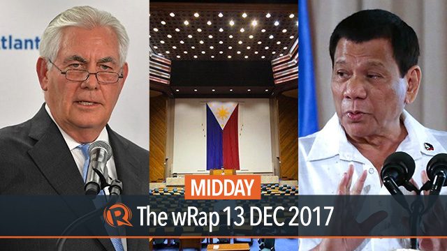 Joint session on martial law, Duterte on media, Tillerson on North Korea | Midday wRap
