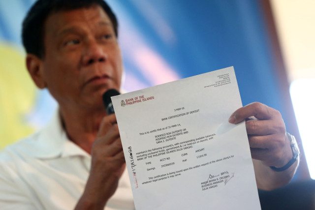 Duterte presents more BPI bank account documents