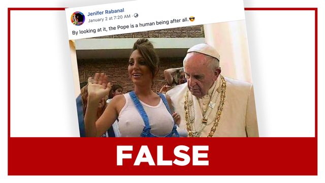 FALSE: ‘Photo’ of Pope Francis staring at a woman’s chest