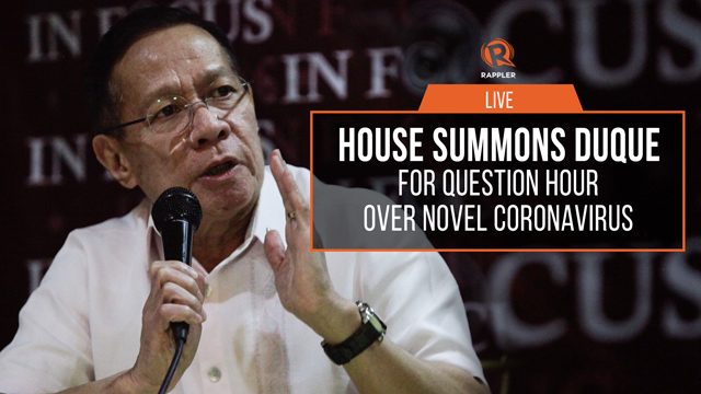 LIVE: House question hour with health chief Duque on novel coronavirus