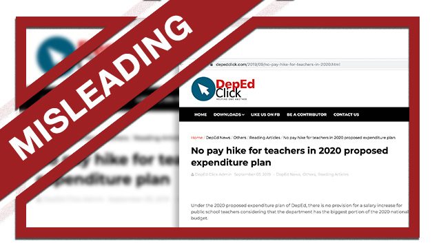 MISLEADING: No pay hike for teachers in proposed 2020 budget