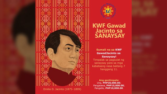 Mga kabataan, sumali na sa KWF Gawad Jacinto sa Sanaysay