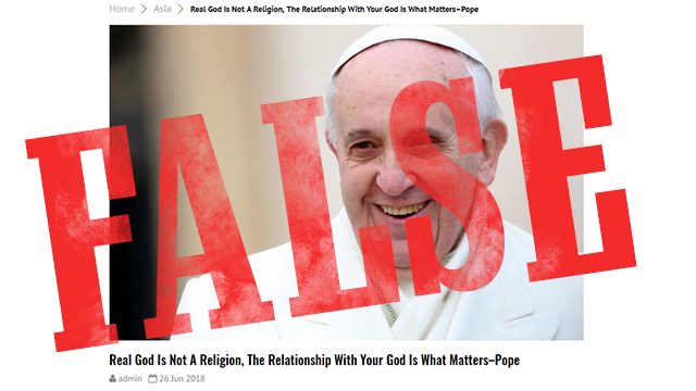 HOAX: Pope Francis ‘defends’ Duterte’s ‘God is stupid’ remark
