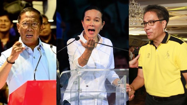 3-WAY RACE? Binay, Poe, and Roxas during their respective declaration events. File photos by Rappler   
