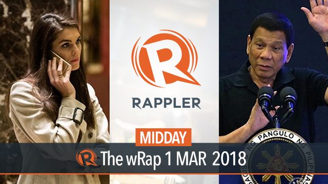 Duterte on West Philippine Sea, Rappler on Omidyar PDRs, Hope Hicks resigns | Midday wRap
