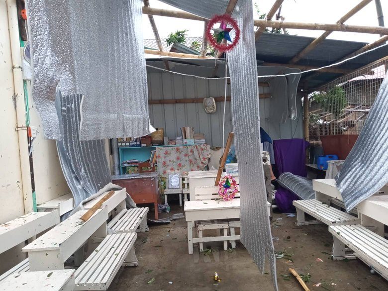 WRECKAGE. A few hours after the rain stopped on December 25, 2019, damaged classrooms of Barra Elementary School greeted the teachers when they visited. Photo courtesy of Aileen Arinque  