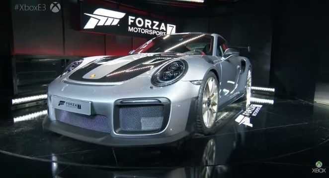 SUPERCAR. Forza Motorsport 7 says racing is reborn on the Xbox One and the Windows 10 PC. Screenshot from Youtube livestream. 