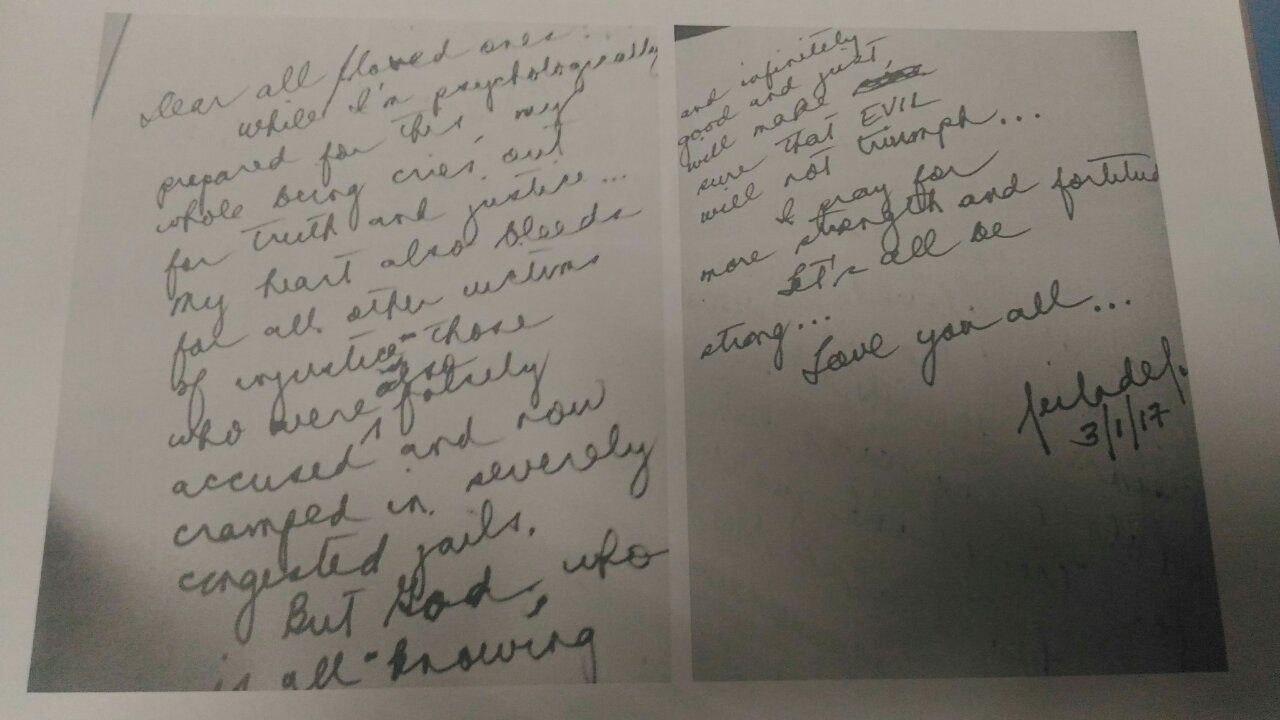 LOOK: De Lima’s handwritten letter to her family