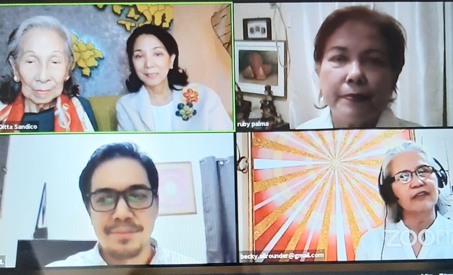 LESSONS LEARNED. Corazon and Ditta, Dr. Mary Ruby Palma, BK Rebecca Ortega, and moderator Juan Luis Pimentel. Screenshot from the 'Lusog-Diwa' webinar 