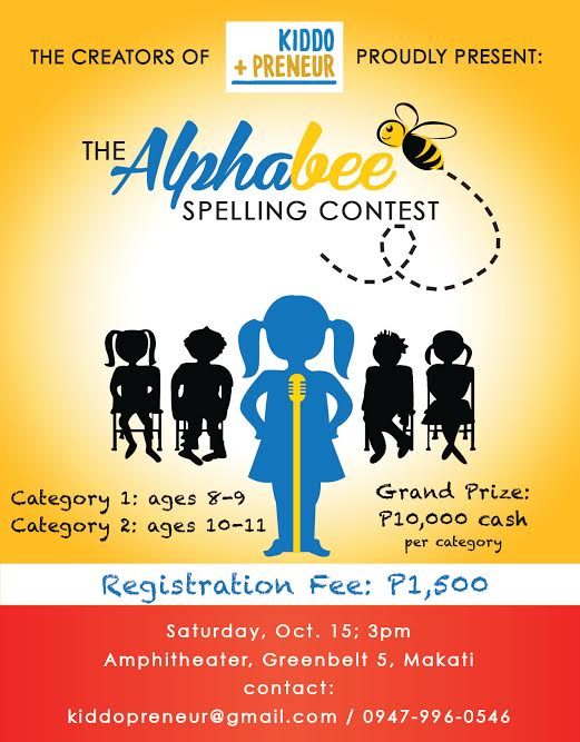 Register your kids to the Alphabee Spelling Contest this October