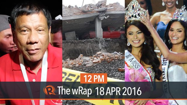 Duterte’s rape remark, Ecuador quake, Pia Wurtzbach | 12PM wRap