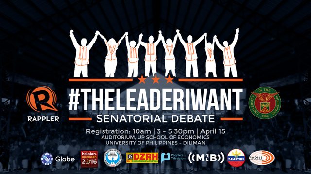 #TheLeaderIWant: Rappler’s 2nd senatorial debate set for April 15