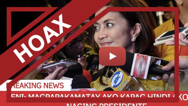 HOAX: Robredo willing to ‘sacrifice’ herself to be president