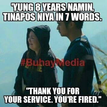 SUDDEN LAYOFF. Media workers use an image from the film 'That Thing Called Tadhana' to illustrate the pain of layoffs. Meme from facebook.com/buhaymedia 