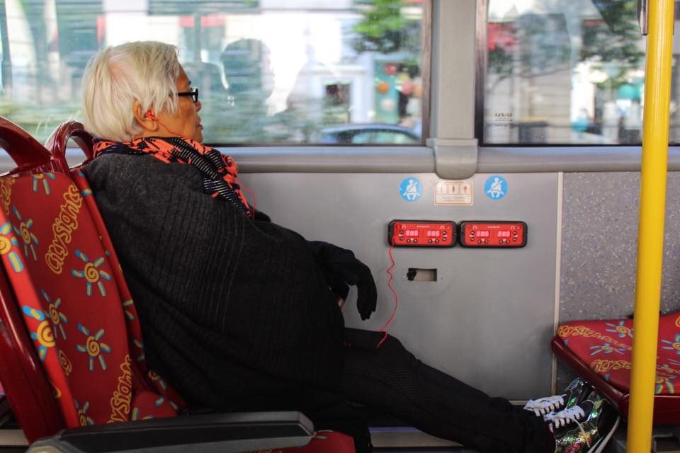 TAKE IT SLOW. The author's grandmother rests while looking around Paris, France inside a sightseeing bus. Photo by Don Kevin Hapal  