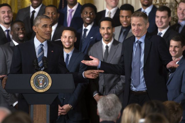 WATCH: Obama jokes with Golden State Warriors at White House