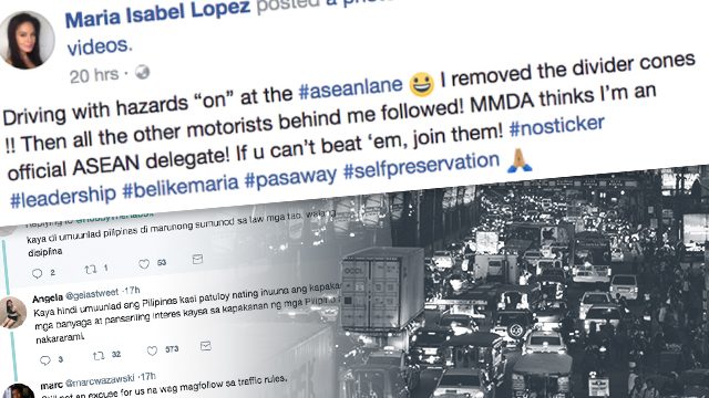 Maria Isabel Lopez draws flak for driving on ASEAN lane