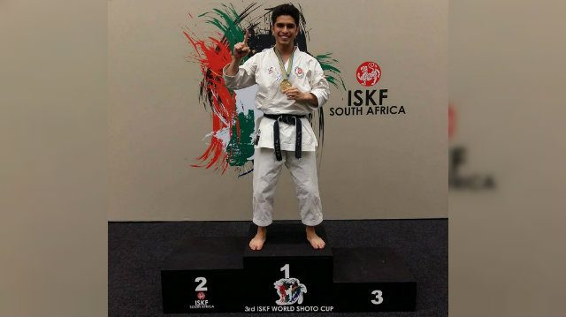 WINNER AGAIN. James Delos Santos also won gold in the 2012 edition of the ISKF World Shotocup. Photo from the Philippine Karatedo Federation 