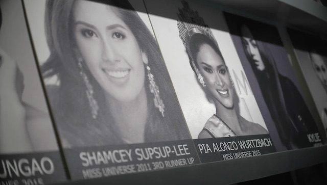 PORTRAITS. At Jonas Gaffud's office, portraits of beauty queens he trained are displayed. Rappler photo  