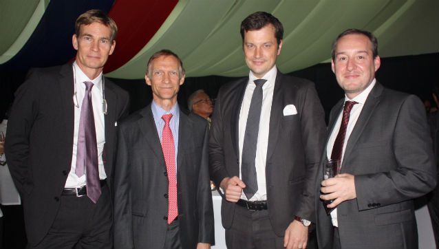 SOME OF THE MEMBERS OF THE DIPLOMATIC CORPS. (From L-R)  Swedish Ambassador Klas Molin, EU Ambassador Guy Ledoux, Andreas Magnusson (First Secretary Political Affairs Embassy of Sweden), Steph Lysaght (First Secretary British Embassy)