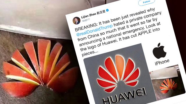 LOOK: Chinese diplomat tweets Huawei has ‘cut APPLE into pieces’ using an iPhone