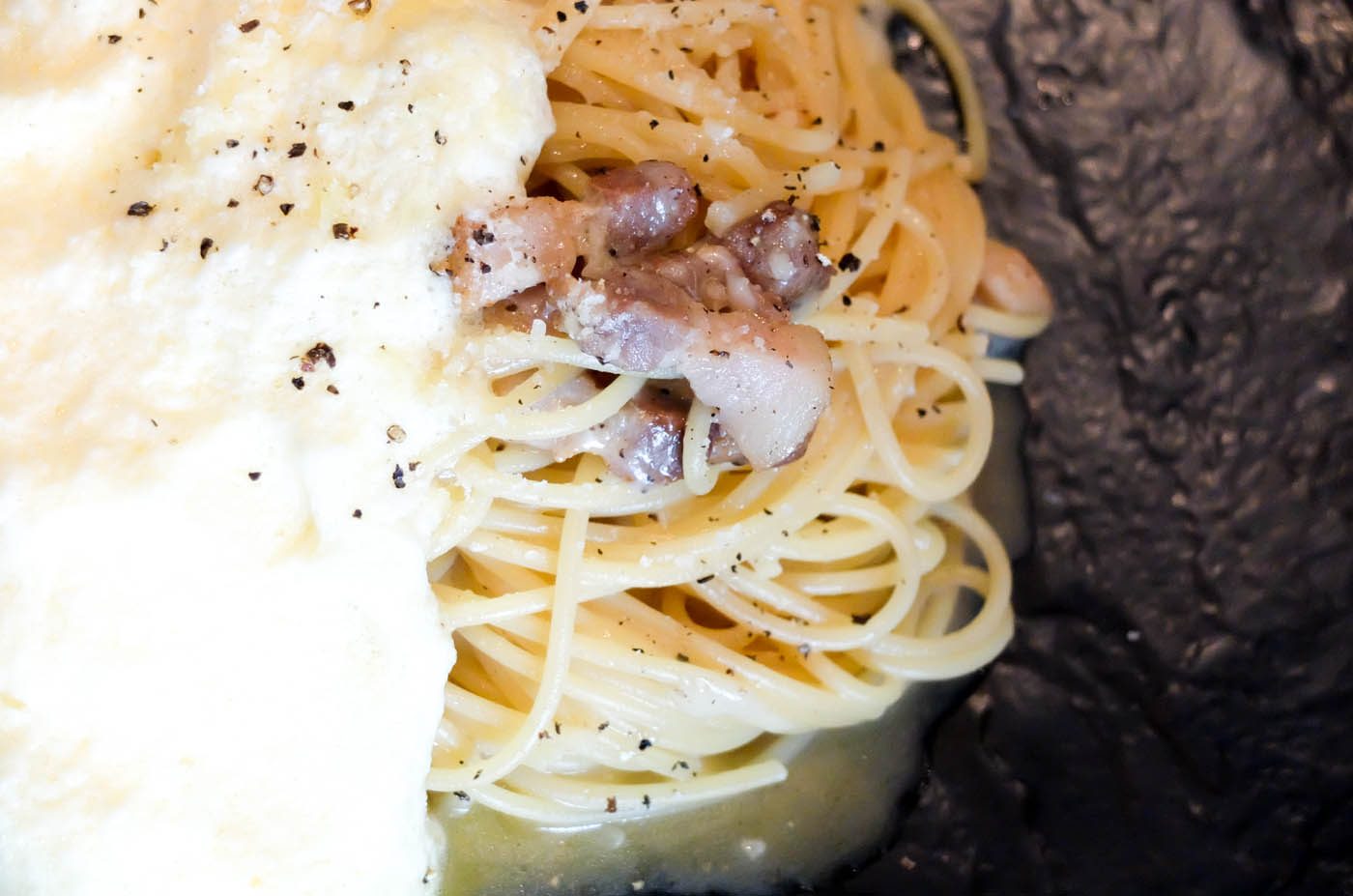 PASTA. Salvatore Cuomo’s take on the traditional carbonara is light and very tasteful 