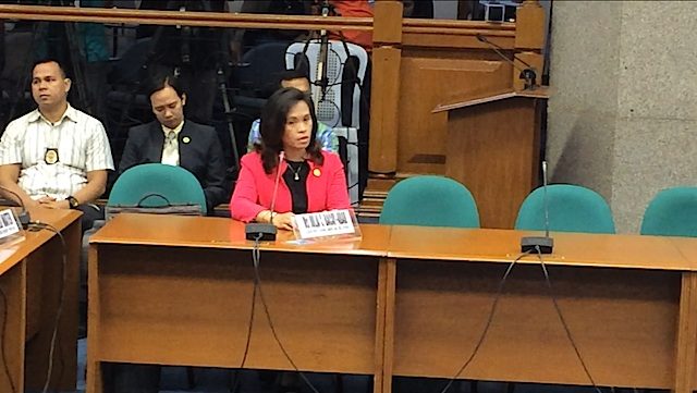 MONEY LAUNDERING? AMLC executive director Julia Bacay Abad appears at the Senate probe on the alleged overpriced Makati City Hall Building 2 on October 8, 2014. Rappler photo