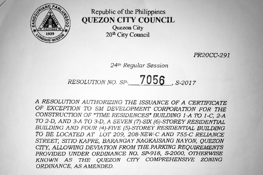 DEVIATION ALLOWED. Resolutions may permit 'deviations' from certain rules provided by the Quezon City Comprehensive Zoning Ordinance if they are seen as reasonable by the City Council. Photo by Rambo Talabong/Rappler  