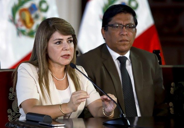 BEFORE. Peru's Minister of Health Elizabeth Hinostroza (L) during a press conference on the measures and actions against the spread of the coronavirus on March 11, 2020. Photo from Peruvian Presidency/AFP 