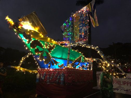 The Bangka float won the second place at the UP Lantern Parade 2018 for their portrayal of cultures and stories of Mindanao communities. Photo by Samantha Bagayas/Rappler 