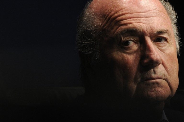 NO MORE FOOTBALL. Sepp Blatter, the FIFA president who was a powerful figure in football for decades, is banned from the sport for 8 years. He is seen here in this file photo taken on March 5, 2010 taking part in a press conference to detail security plans for the 2010 FIFA world cup in South Africa. File Photo by Sebastien Bozon / AFP    