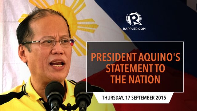 LIVE: President Aquino’s statement to the nation