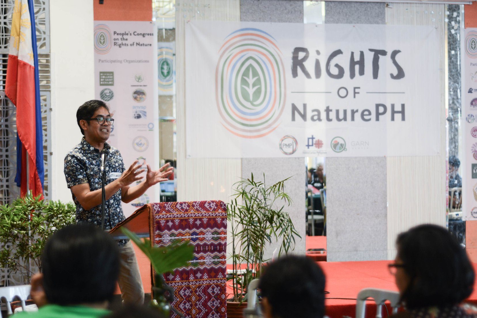 RIGHTS OF NATURE. Environmental lawyer Mario Maderazo addresses the People's Congress on the Rights of Nature in Quezon City on July 20, 2019. Photo from: PMPI, Salakyag para sa Sangnilikha Facebook page  