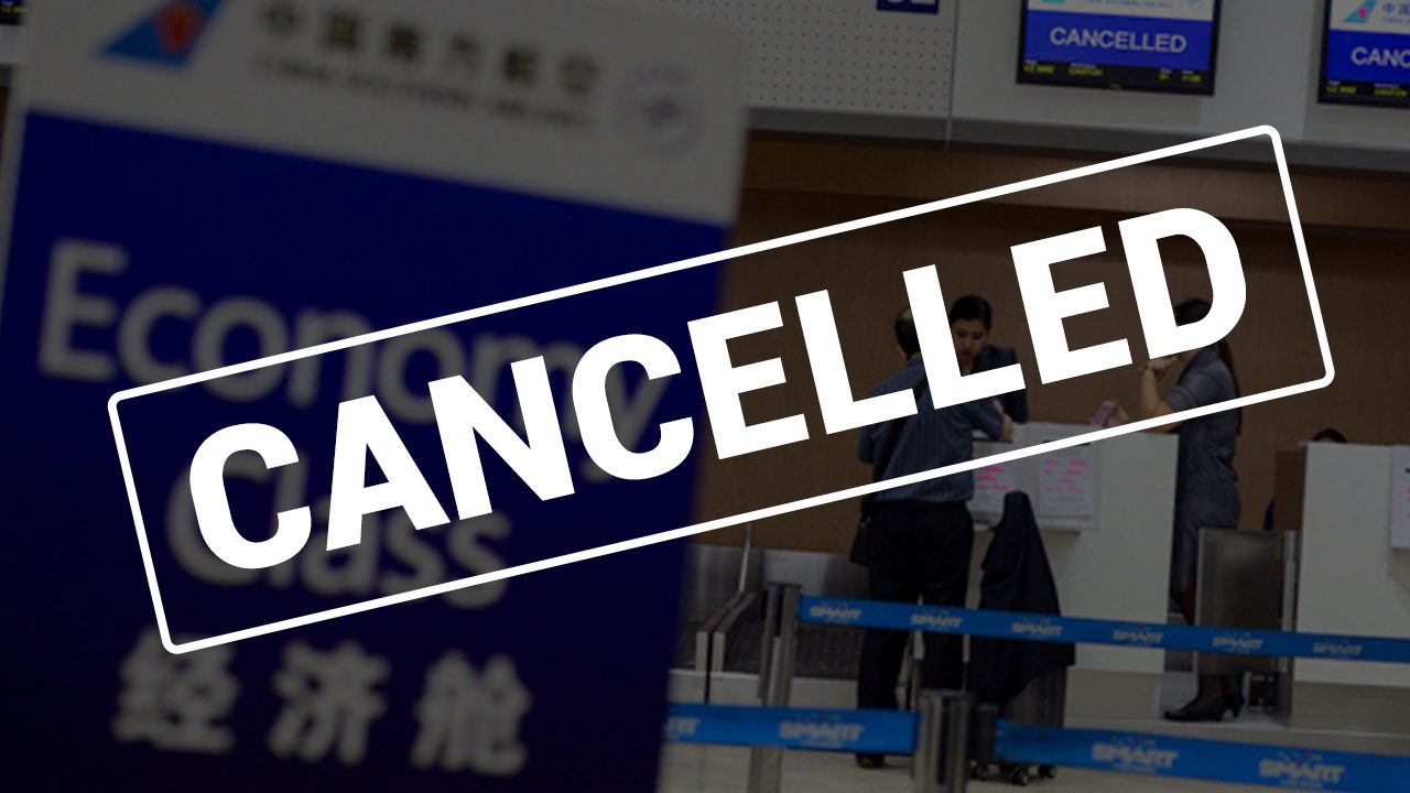 Cancelled flights due to Typhoon Nina