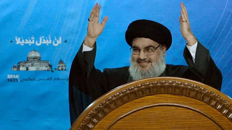 Hezbollah chief makes rare public appearance for Gaza
