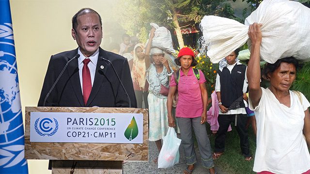 LUMAD. During the talks, the Philippines led the call for including human rights in the climate change deal. Aquino at COP21 Paris, France, photo by Christophe Petit Tesson/EPA ; Lumad photo by Derek Alviola/Rappler  
