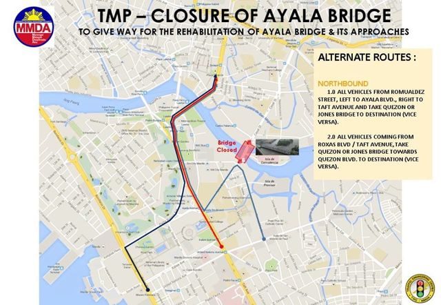 Alternate routes for Ayala Bridge closure