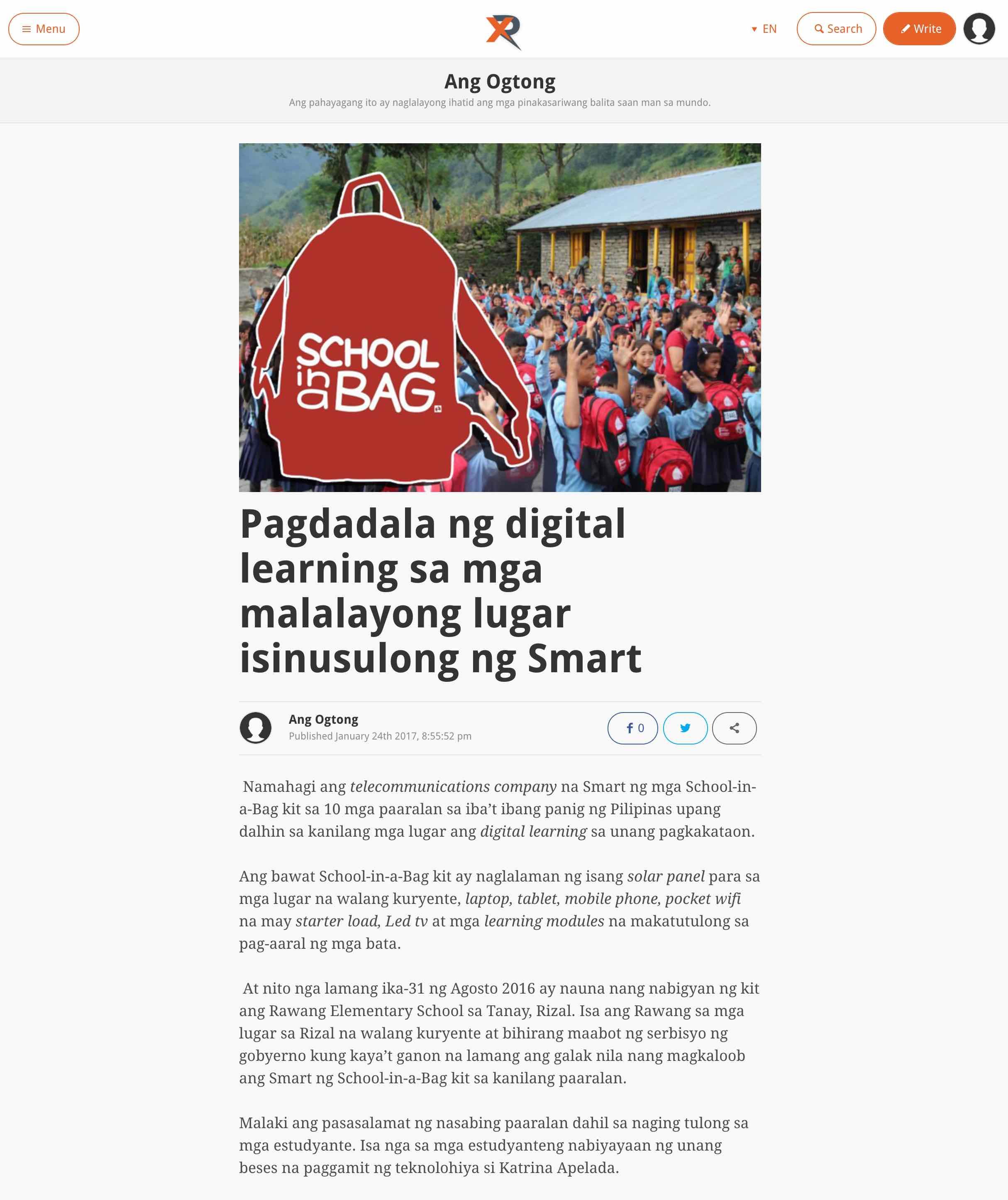 PRESS FREEDOM. The Rappler X page of "Ang Ogtong" written, edited, and published by high school students from Region 6. Click on the photo to go to the page.  