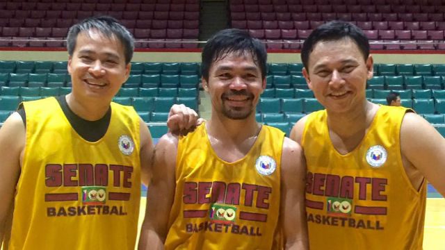 Manny Pacquiao joins Senate Defenders in UNTV basketball tournament