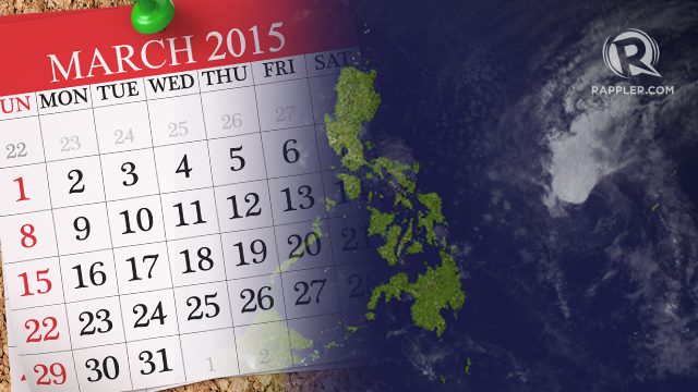 How frequent are storms in the Philippines in March?