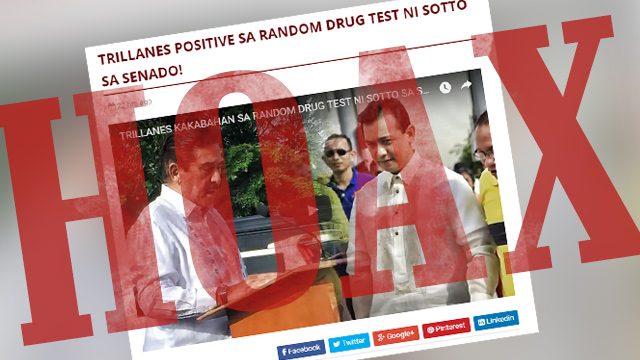 HOAX: ‘Trillanes positive in Sotto’s surprise drug test in Senate’