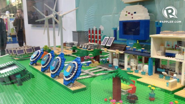 LEGO. This lego model shows how renewable energy, such as solar and wind, can benefit cities. 