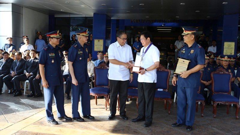 PNP OIC Deputy Dir Gen Leonard Espina (2nd from left) and Chief of Directorial Staff Deputy Dir Gen Marcelo Garbo Jr. (right-most) during the 21st Ethics Day Celebration in Camp Crame. File photo by PNP PIO  