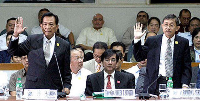 INFAMOUS SESSION. The Senate executive session with former socio-economic planning secretary Romulo Neri (right) on the NBN-ZTE deal in 2007 is the most controversial in recent history. Senate file photo  