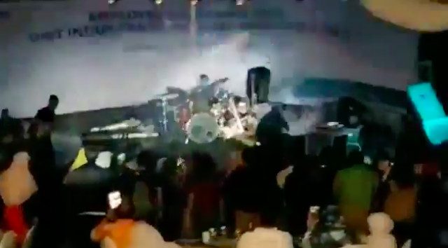 Shocking video shows tsunami rip through stage as band performs