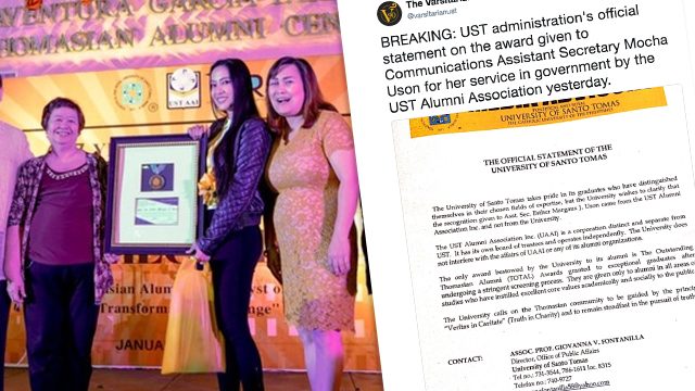 UST distances itself from Uson award, says it’s from alumni association