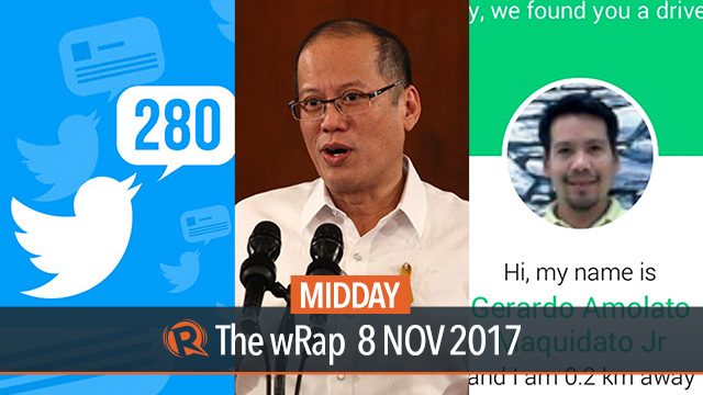 Aquino charged, Suspect in Grab driver killing, Twitter 280-character limit | Midday wRap